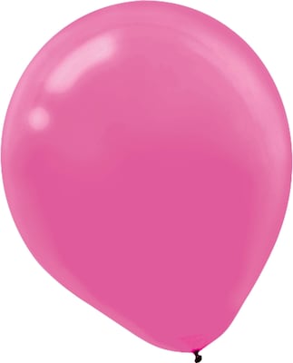 Amscan Solid Color Latex Balloons Packaged, 12, 18/Pack, Bright Pink, 15 Per Pack (113252.103)