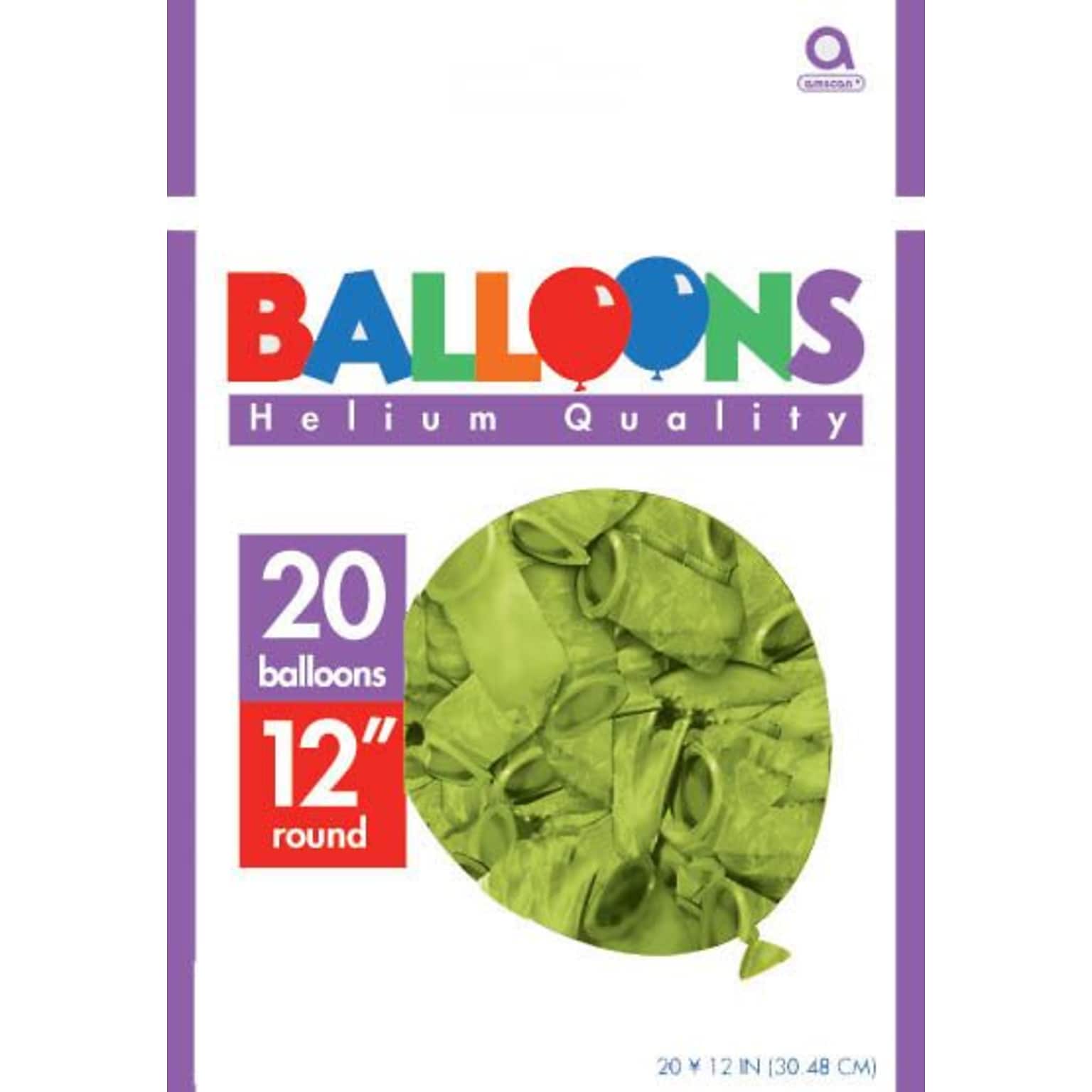 Amscan Solid Color Packaged Latex Balloons, 12, Kiwi, 18/Pack, 15 Per Pack (113252.53)