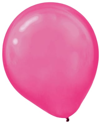 Amscan Pearlized Latex Balloons Packaged, 12, 16/Pack, Bright Pink, 15 Per Pack (113253.103)