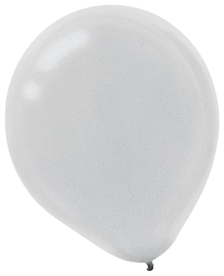 Amscan Pearlized Latex Balloons Packaged, 12, 16/Pack, Silver, 15 Per Pack (113253.18)