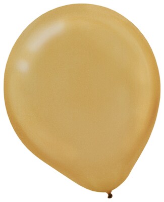 Amscan Pearlized Latex Balloons Packaged, 12, 16/Pack, Gold, 15 Per Pack (113253.19)