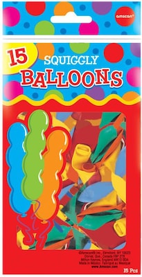 Amscan Squiggly Latex Balloons; 25, Assorted Colors, 9/Pack, 15 Per Pack (115915)