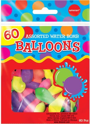 Amscan Waterbomb Latex Balloons; 2.75, Assorted, 36/Pack, 60 Per Pack (115958)