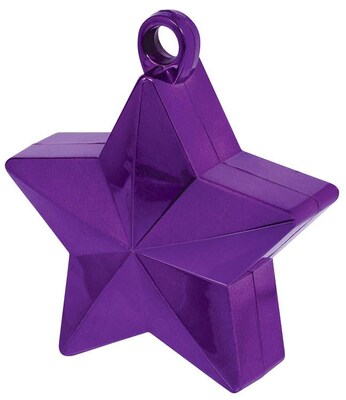 Amscan Star Foil Balloon Weights, 6oz, Purple, 12/Pack (117800.14)