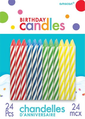 Amscan Spiral Birthday Candles, 2.5, Primary Assorted, 12/Pack, 24 Per Pack (170002.99)