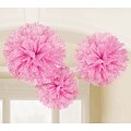 Amscan Fluffy Decoration; 16,13, 9, Pink, 3/Pack, 3 Per Pack (180015)