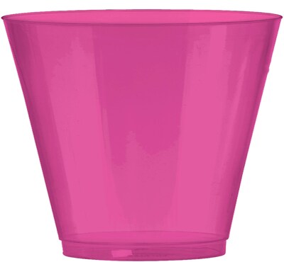 Amscan 9oz Bright Pink Big Party Pack Plastic Cups, 2/Pack, 72 Per Pack (350366.103)