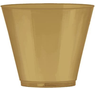 Amscan 9oz Big Party Pack Plastic Cups, Gold, 2/Pack, 72 Per Pack (350366.19)
