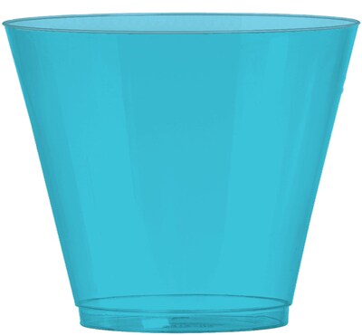 Amscan Big Party Pack Plastic Cups, 9oz, Caribbean Blue, 2/Pack, 72 Per Pack (350366.54)