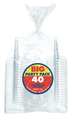Amscan 4oz Clear Plastic Champagne Glasses, 3/Pack, 32 Per Pack (350370.86)