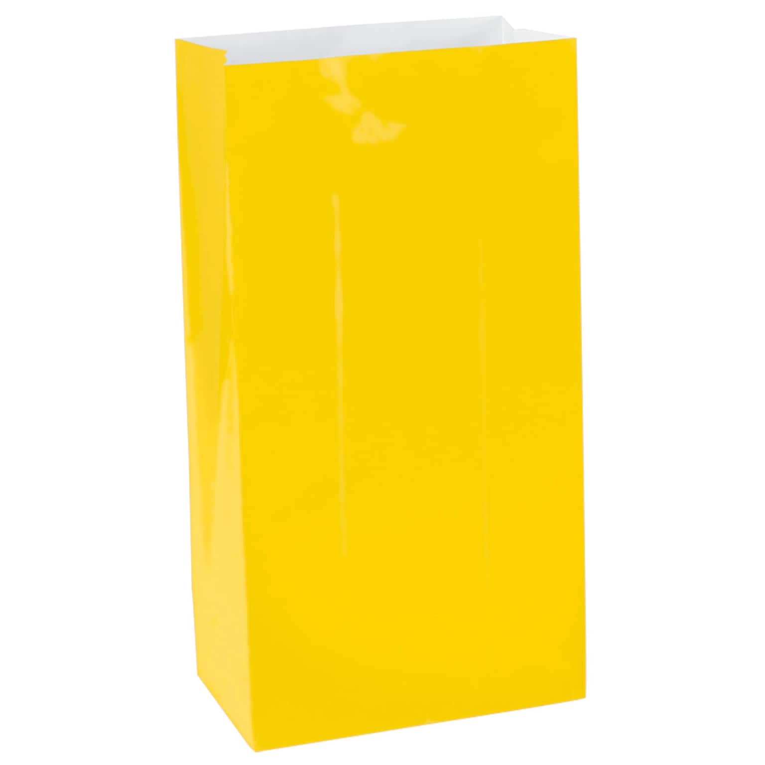 Amscan Mini Paper Bags, 6.5H x 3W x 2D, Sunshine Yellow, 9/Pack (370202.09)