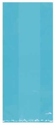 Amscan Cello Party Bag, 9.5 x 4, Caribbean Blue, 12/Pack, 25 Bags/Pack (379500.54) | Quill