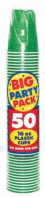 Amscan 16oz Festive Green Big Party Pack Cup, 5/Pack, 50 Per Pack (436801.03)