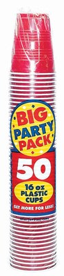 Amscan Big Party Pack Cups, 16 oz., Apple Red, 50 Per Pack, 5/Pack (436801.4)