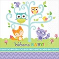 Amscan Woodland Welcome Baby Shower Beverage Napkin; 5 x 5, Multicolored, 8/Pack, 16 Per Pack (501452)