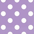 Amscan Polka Dots Beverage Napkins, 5 x 5, Lavender, 8/Pack, 16 Per Pack (501537.04)