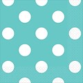 Amscan Polka Dots Beverage Napkins, 5 x 5, Robyns Egg Blue, 8/Pack, 16 Per Pack (501537.121)