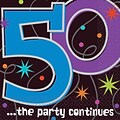 Amscan 50th ...the Party Continues Beverage Napkins, 5L x 5W, 8/Pack, 16 Per Pack (509796)