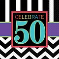Amscan 50th Celebration Lunch Napkins, 6.5 x 6.5, Striped, 8/Pack, 16 Per Pack (511367)
