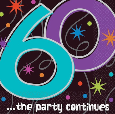 Amscan The Party Continues 60 Lunch Napkins, 6.5 x 6.5, 8/Pack, 16 Per Pack (519797)