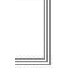 Amscan Premium Classic Stripe Guest Towels, 7.75 x 4.5, Silver, 3/Pack, 16 Per Pack (530059)
