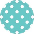 Amscan 7 Robins Egg Blue Polka Dots Round Paper Plates, 8/Pack, 8 Per Pack (541537.121)