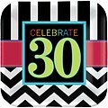 Amscan 30th Celebration 9 x 9 Square Paper Plates, 8/Pack, 8 Per Pack (551365)