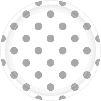 Amscan 9 White Polka Dots Round Paper Plates, 8/Pack, 8 Per Pack (551537.08)