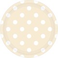 Amscan 9 Vanilla Cream Polka Dots Round Paper Plates, 8/Pack, 8 Per Pack (551537.57)