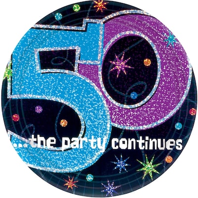 Amscan 9 The Party Continues 50 Round Paper Plates, 8/Pack, 8 Per Pack (559796)