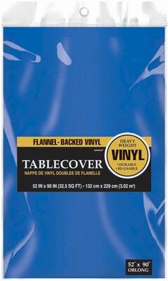 Amscan Flannel-Backed Vinyl Table Cover, 52 x 90, Royal Blue, 3/Pack (579590.105)