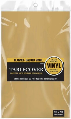 Amscan Flannel-Backed Vinyl Table Cover, 52 x 90, Gold, 3/Pack (579590.19)