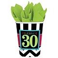 Amscan 30th Celebration 9oz Striped Paper Cup, 8/Pack, 8 Per Pack (581365)