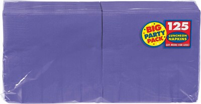 Amscan Big Party Pack Napkins, 6.5 x 6.5, Purple, 4/Pack, 125 Per Pack  (610013.106)