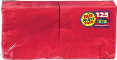 Amscan Big Party Pack Napkins, 6.5 x 6.5, Apple Red, 4/Pack, 125 Per Pack (610013.40)