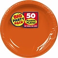 Amscan Big Party Pack 7 Orange Round Plastic Plates, 3/Pack, 50 Per Pack (630730.05)