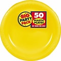 Amscan Big Party Pack 7 Sunshine Yellow Round Plastic Plates, 3/Pack, 50 Per Pack (630730.09)