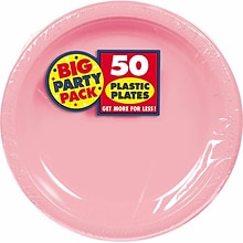 Amscan 7 Pink Big Party Pack Round Plastic Plates, 3/Pack, 50 Per Pack (630730.109)