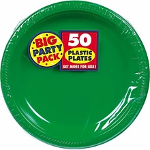 Amscan Big Party Pack 10.25 Green Round Plastic Plate, 2/Pack, 50 Per Pack (630732.03)