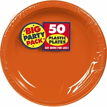 Amscan Big Party Pack 10.25 Orange Round Plastic Plate, 2/Pack, 50 Per Pack (630732.05)