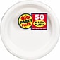 Amscan Big Party Pack 10.25" White Round Plastic Plate, 2/Pack, 50 Per Pack (630732.08)