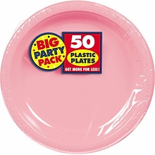 Amscan 10.25 Pink Big Party Pack Round Plastic Plate, 2/Pack, 50 Per Pack (630732.109)