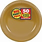 Amscan Big Party Pack 10.25" Gold Round Plastic Plate, 2/Pack, 50 Per Pack (630732.19)