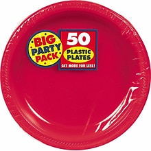 Amscan Big Party Pack 10.25W Round, Apple Red Plastic Plate, 2/Pack, 50 Per Pack (630732.4)