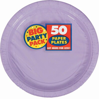 Amscan Big Party Pack 7 Lavender Round Paper Plates, 6/Pack, 50 Per Pack (640013.04)