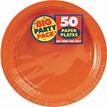 Amscan Big Party Pack 7 Orange Round Paper Plates, 6/Pack, 50 Per Pack (640013.05)