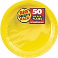 Amscan Big Party Pack 7 Sunshine Yellow Round Paper Plates, 6/Pack, 50 Per Pack (640013.09)