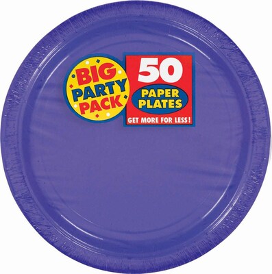 Amscan Big Party Pack 7 Purple Round Paper Plates, 6/Pack, 50 Per Pack (640013.106)