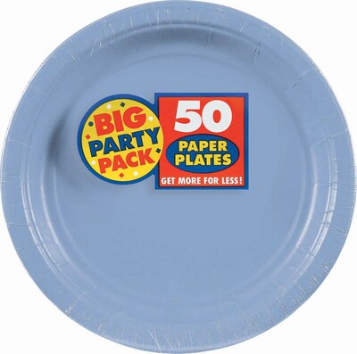 Amscan Big Party Pack 7 Pastel Blue Round Paper Plates, 6/Pack, 50 Per Pack (640013.108)