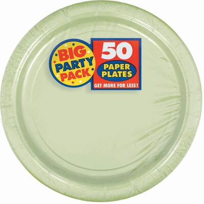 Amscan 7 Leaf Green Big Party Pack Round Paper Plates, 6/Pack, 50 Per Pack (640013.115)